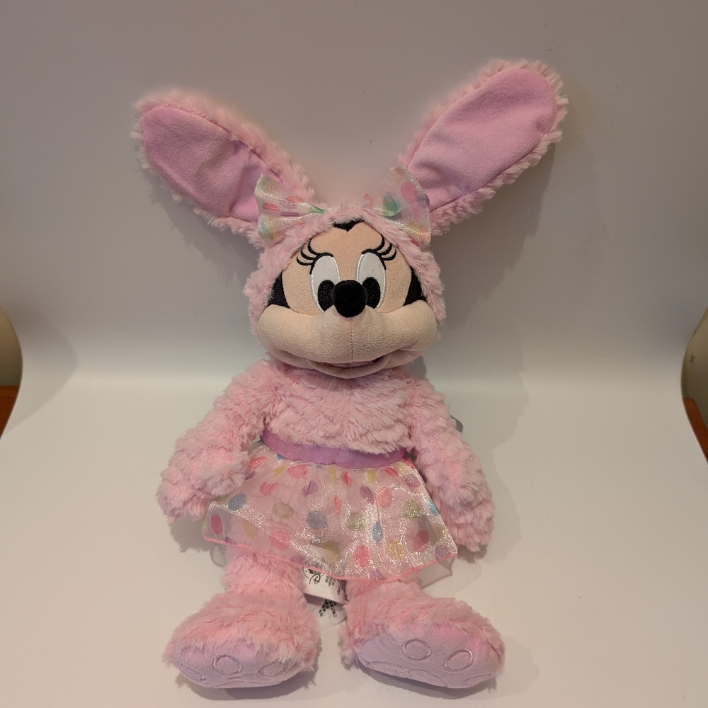 Disney Pink Minnie Mouse Stuffed Animal with Bunny Ears Easter Rabbit